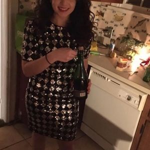 Vintage Diamond AJ Bari Sequin Cocktail Dress 🖤🤍